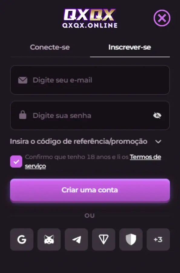 Cadastro no QXQX cassino